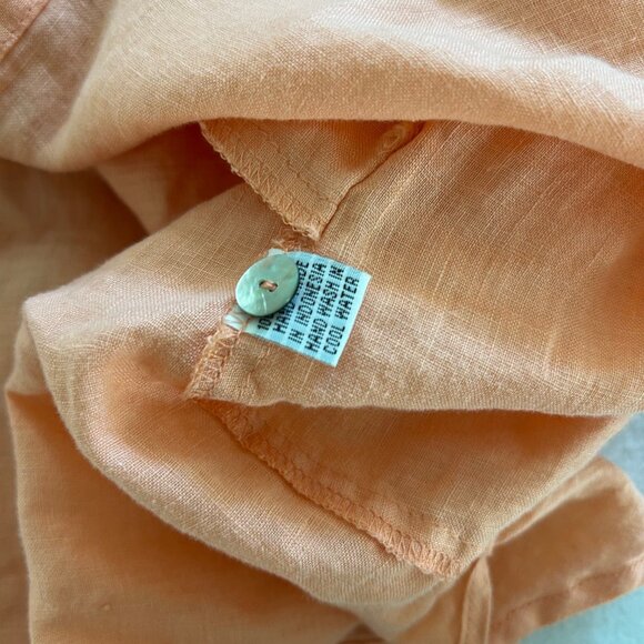 Coco Rose Tunic Dress Womens Size L/XL Peach Pure Linen Collared Button Front - Picture 7 of 8